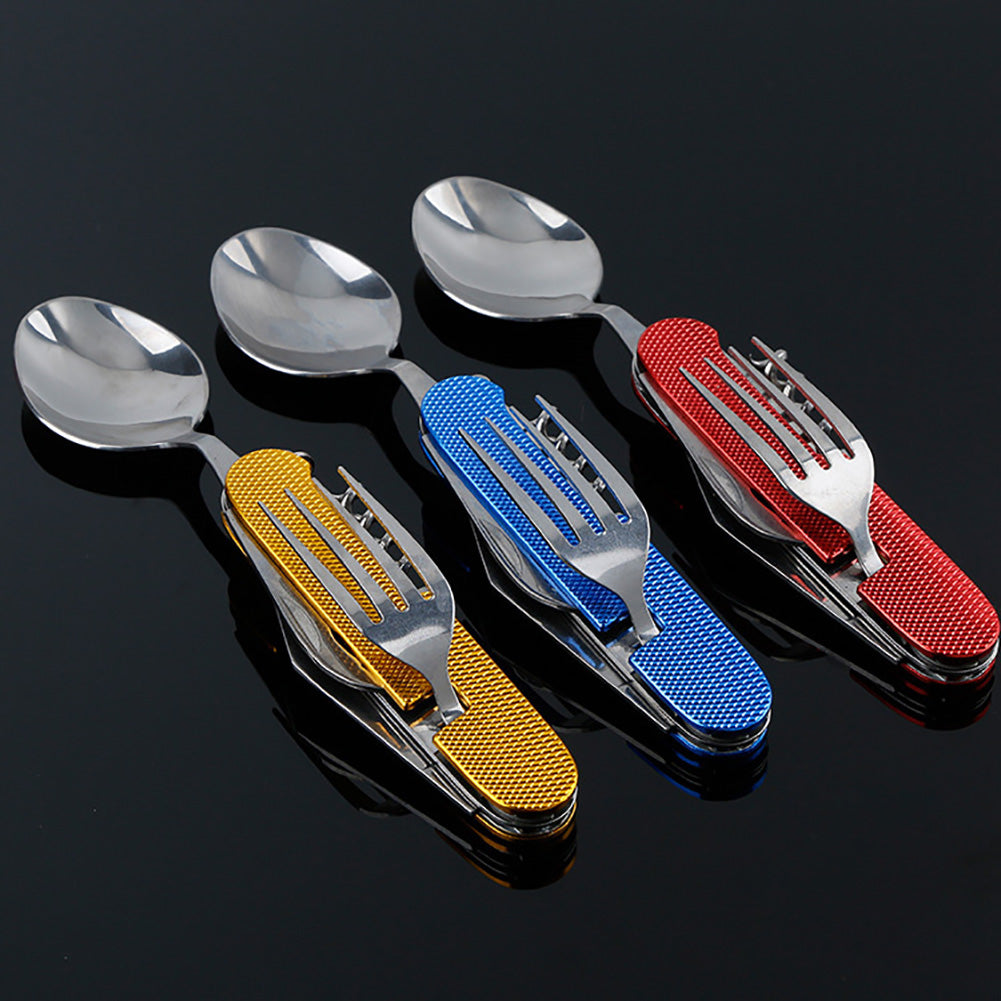 Multifunction 3-in-1 Outdoor Travel Camping Hiking Folding Spoon Fork Knife