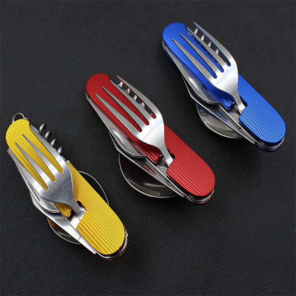 Multifunction 3-in-1 Outdoor Travel Camping Hiking Folding Spoon Fork Knife