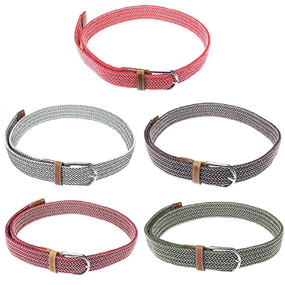Fashion Men's Women's Casual Canvas Elastic Waistbelt Metal Buckle Knitted Belt