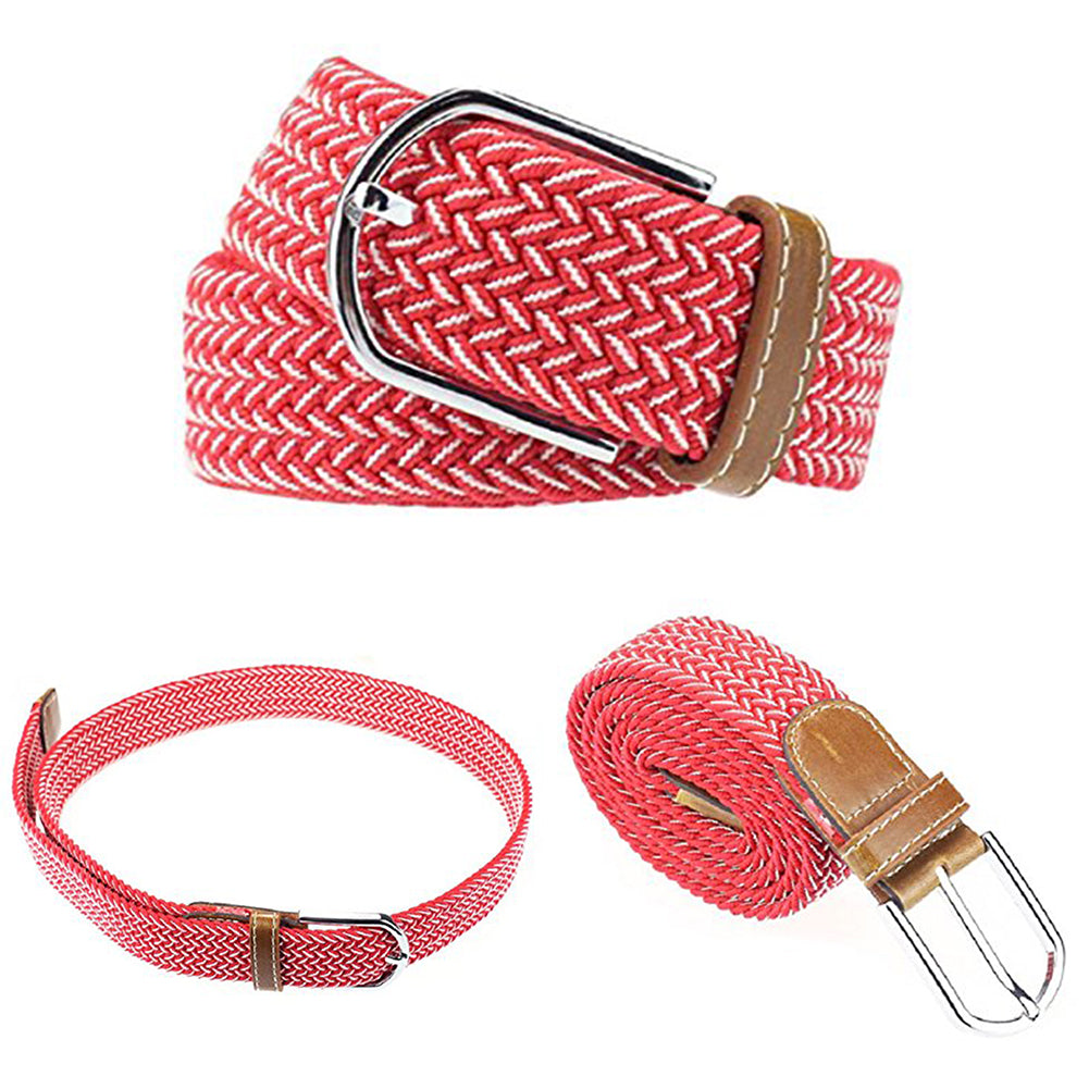 Fashion Men's Women's Casual Canvas Elastic Waistbelt Metal Buckle Knitted Belt
