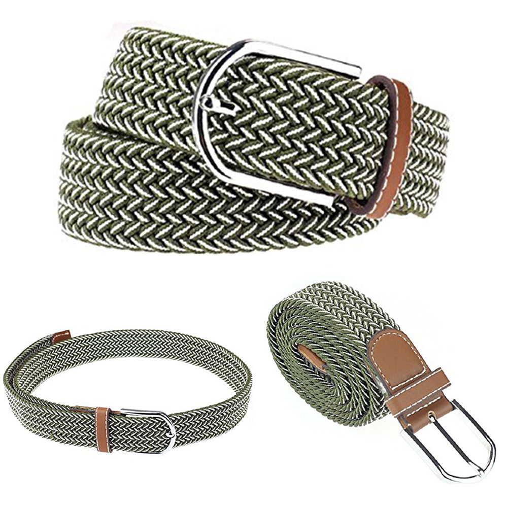 Fashion Men's Women's Casual Canvas Elastic Waistbelt Metal Buckle Knitted Belt