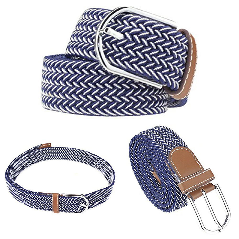 Fashion Men's Women's Casual Canvas Elastic Waistbelt Metal Buckle Knitted Belt