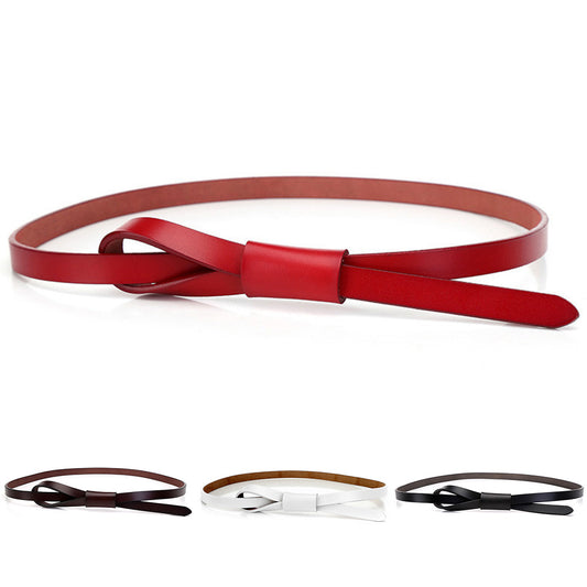 Fashion Women Adjustable Faux Leather Knot Thin Belt Waist Strap Waistband