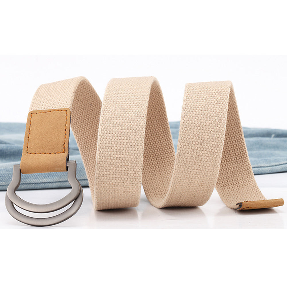 Fashion Casual Men Women Tactical Canvas Belt Double Ring Buckle Waist Strap
