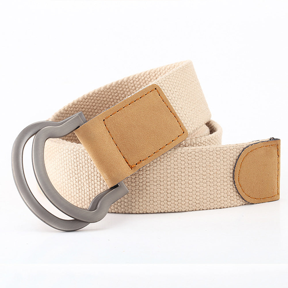 Fashion Casual Men Women Tactical Canvas Belt Double Ring Buckle Waist Strap