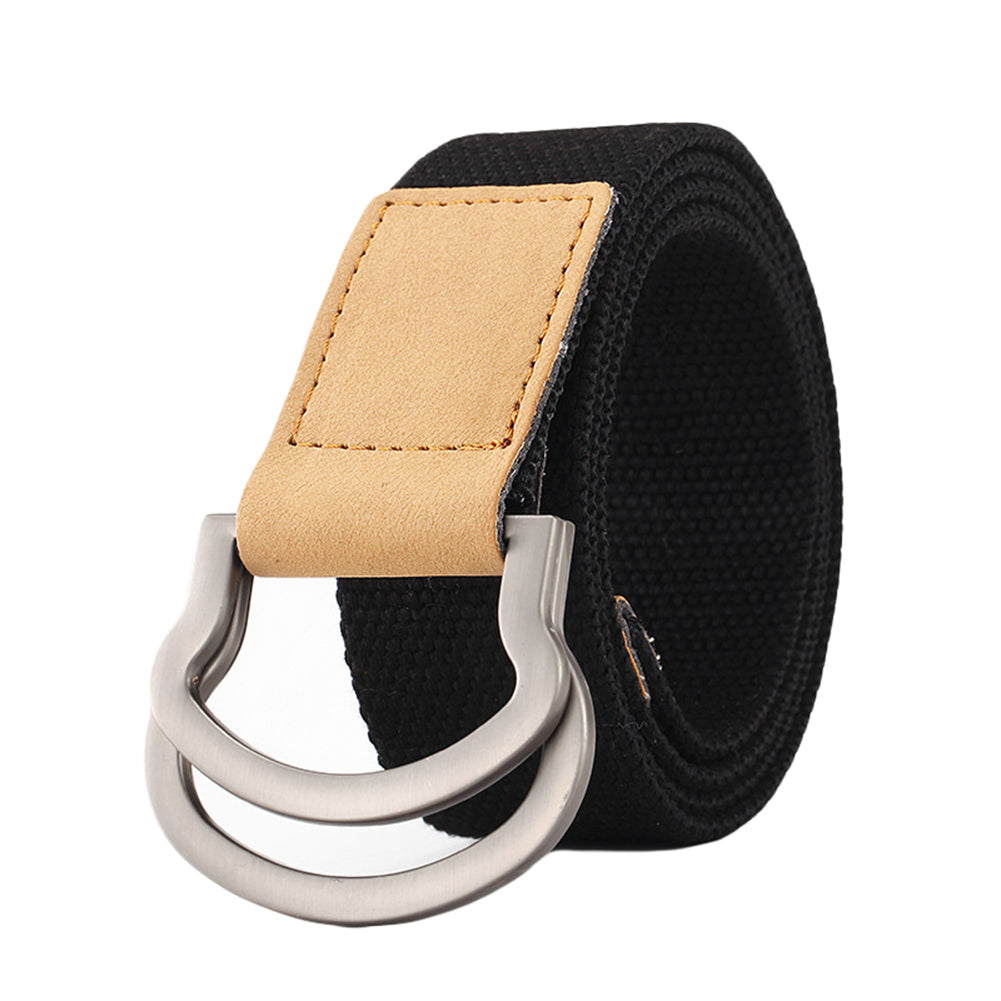 Fashion Casual Men Women Tactical Canvas Belt Double Ring Buckle Waist Strap