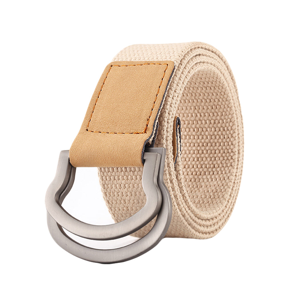 Fashion Casual Men Women Tactical Canvas Belt Double Ring Buckle Waist Strap