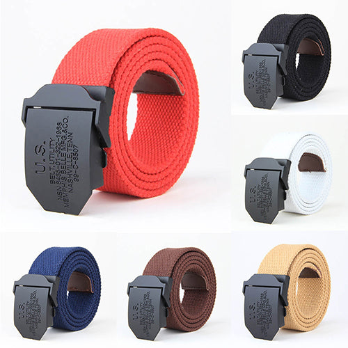 Men Fashion Outdoor Casual Solid Color Buckle Soliders Military Waist Belt