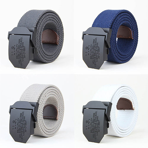 Men Fashion Outdoor Casual Solid Color Buckle Soliders Military Waist Belt