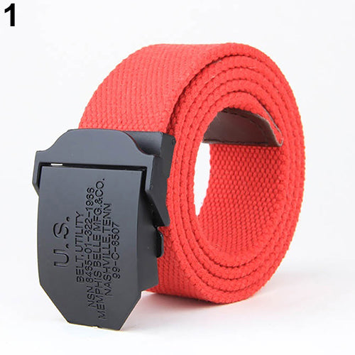 Men Fashion Outdoor Casual Solid Color Buckle Soliders Military Waist Belt