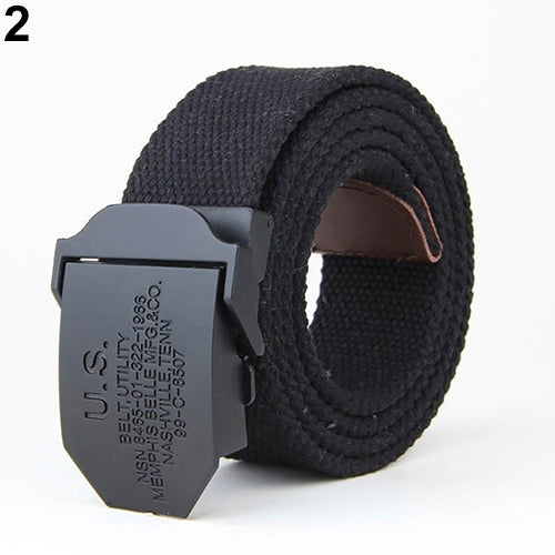 Men Fashion Outdoor Casual Solid Color Buckle Soliders Military Waist Belt