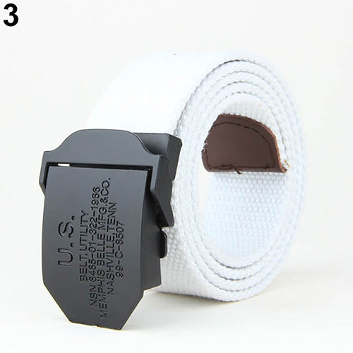 Men Fashion Outdoor Casual Solid Color Buckle Soliders Military Waist Belt