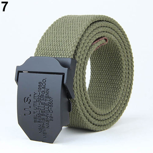 Men Fashion Outdoor Casual Solid Color Buckle Soliders Military Waist Belt
