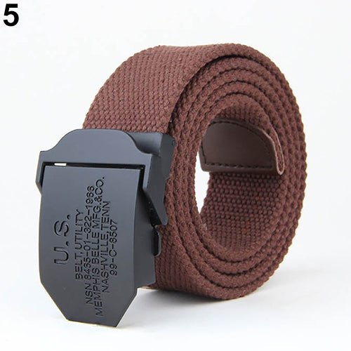 Men Fashion Outdoor Casual Solid Color Buckle Soliders Military Waist Belt