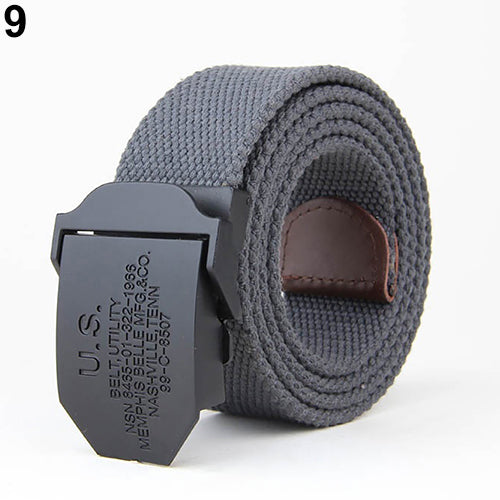 Men Fashion Outdoor Casual Solid Color Buckle Soliders Military Waist Belt