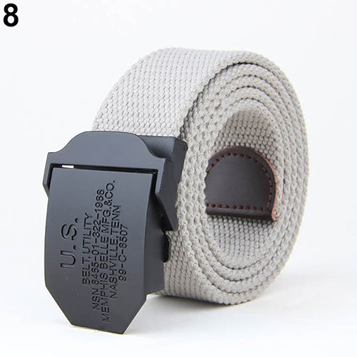 Men Fashion Outdoor Casual Solid Color Buckle Soliders Military Waist Belt