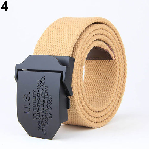 Men Fashion Outdoor Casual Solid Color Buckle Soliders Military Waist Belt
