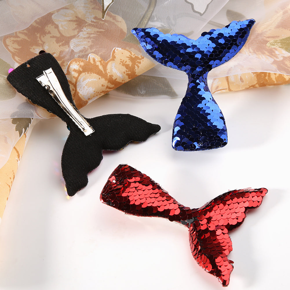 Children Kids Girls Headwear Glitter Sequin Mermaid Tail Hair Clip Hairpin