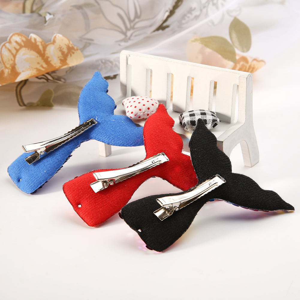 Children Kids Girls Headwear Glitter Sequin Mermaid Tail Hair Clip Hairpin