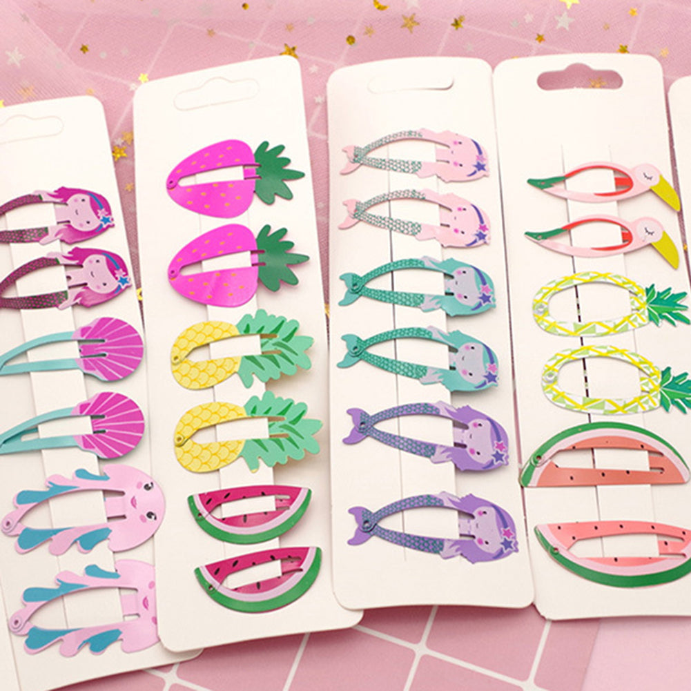 6Pcs/Set Lovely Fruit Mermaid Flamingo Cartoon Hairpin Baby Girls Hair Clip Gift