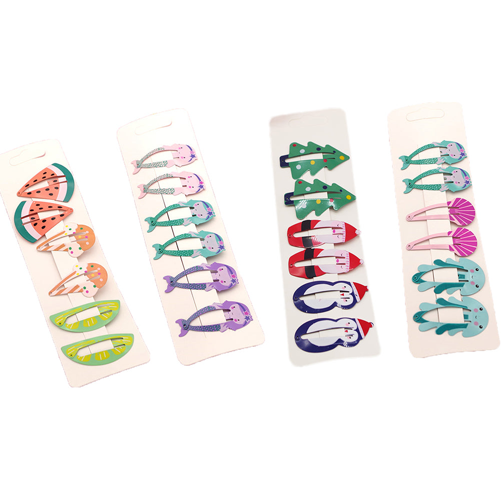 6Pcs/Set Lovely Fruit Mermaid Flamingo Cartoon Hairpin Baby Girls Hair Clip Gift