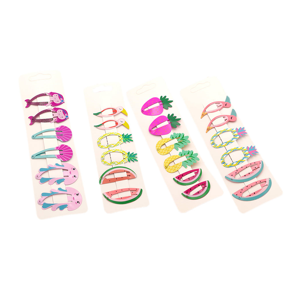 6Pcs/Set Lovely Fruit Mermaid Flamingo Cartoon Hairpin Baby Girls Hair Clip Gift