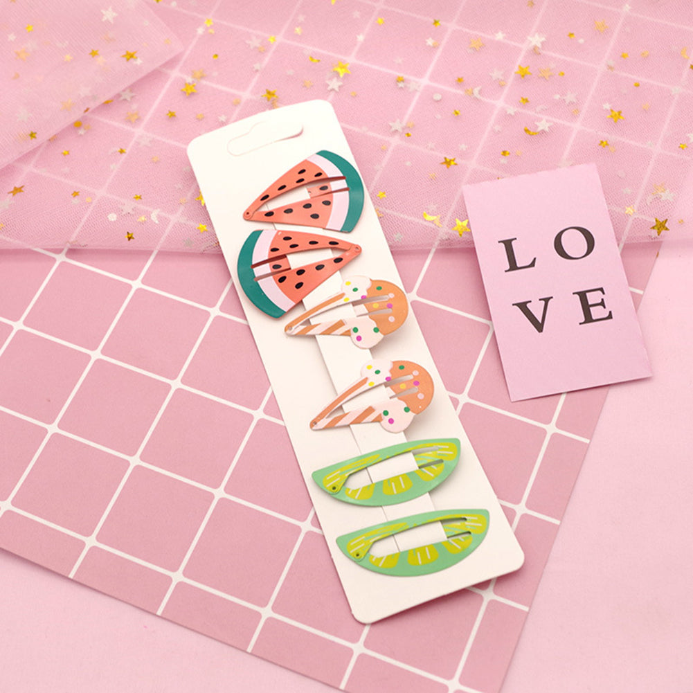 6Pcs/Set Lovely Fruit Mermaid Flamingo Cartoon Hairpin Baby Girls Hair Clip Gift