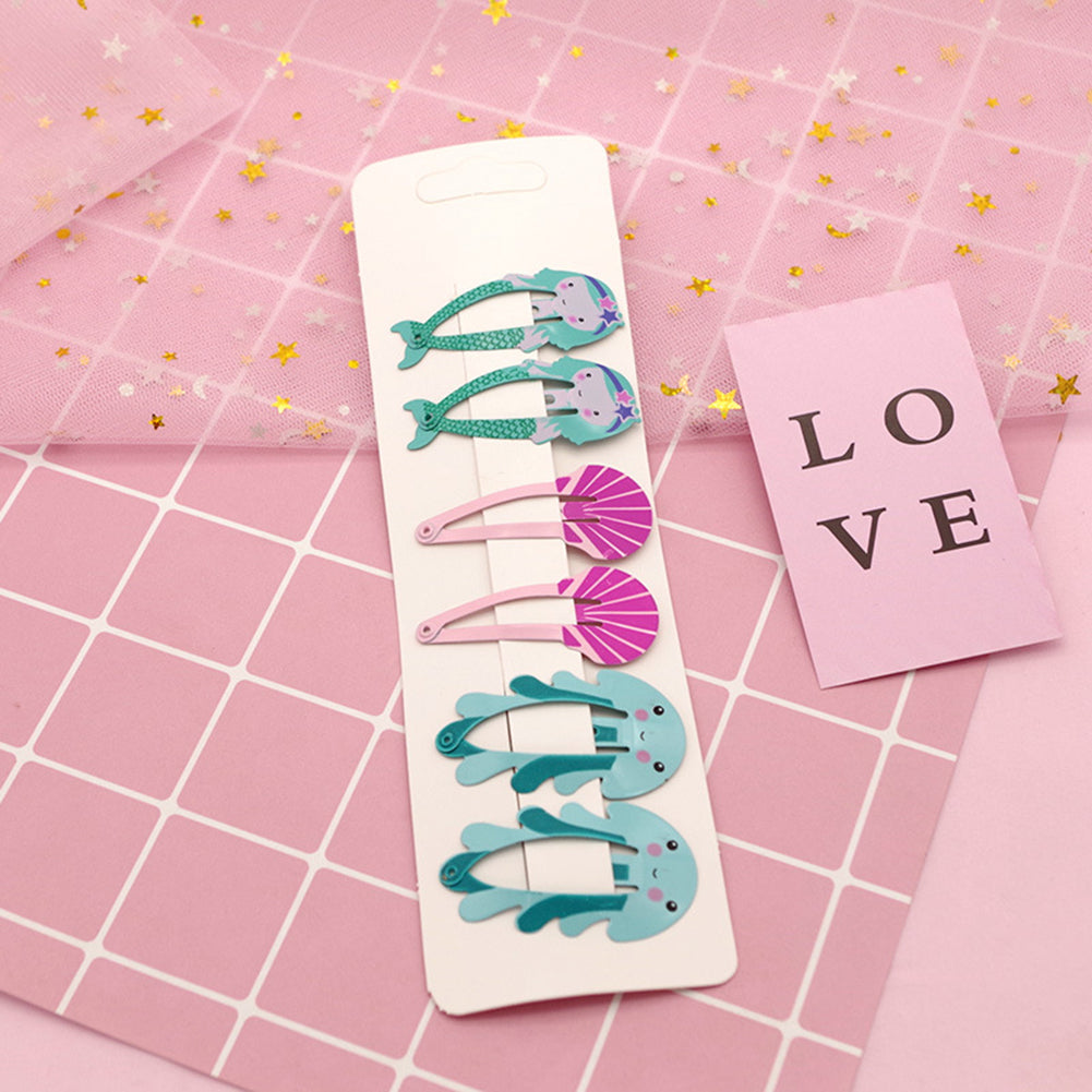 6Pcs/Set Lovely Fruit Mermaid Flamingo Cartoon Hairpin Baby Girls Hair Clip Gift