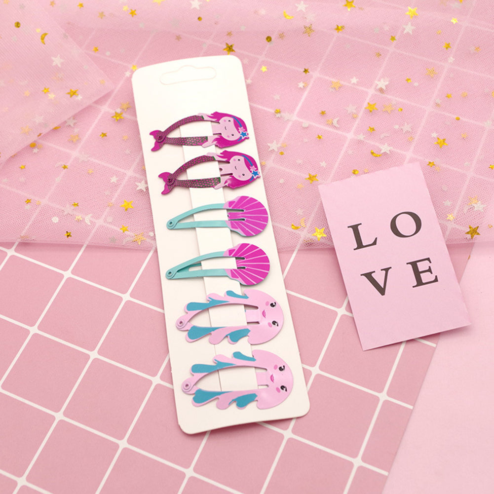 6Pcs/Set Lovely Fruit Mermaid Flamingo Cartoon Hairpin Baby Girls Hair Clip Gift