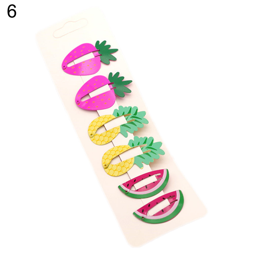 6Pcs/Set Lovely Fruit Mermaid Flamingo Cartoon Hairpin Baby Girls Hair Clip Gift