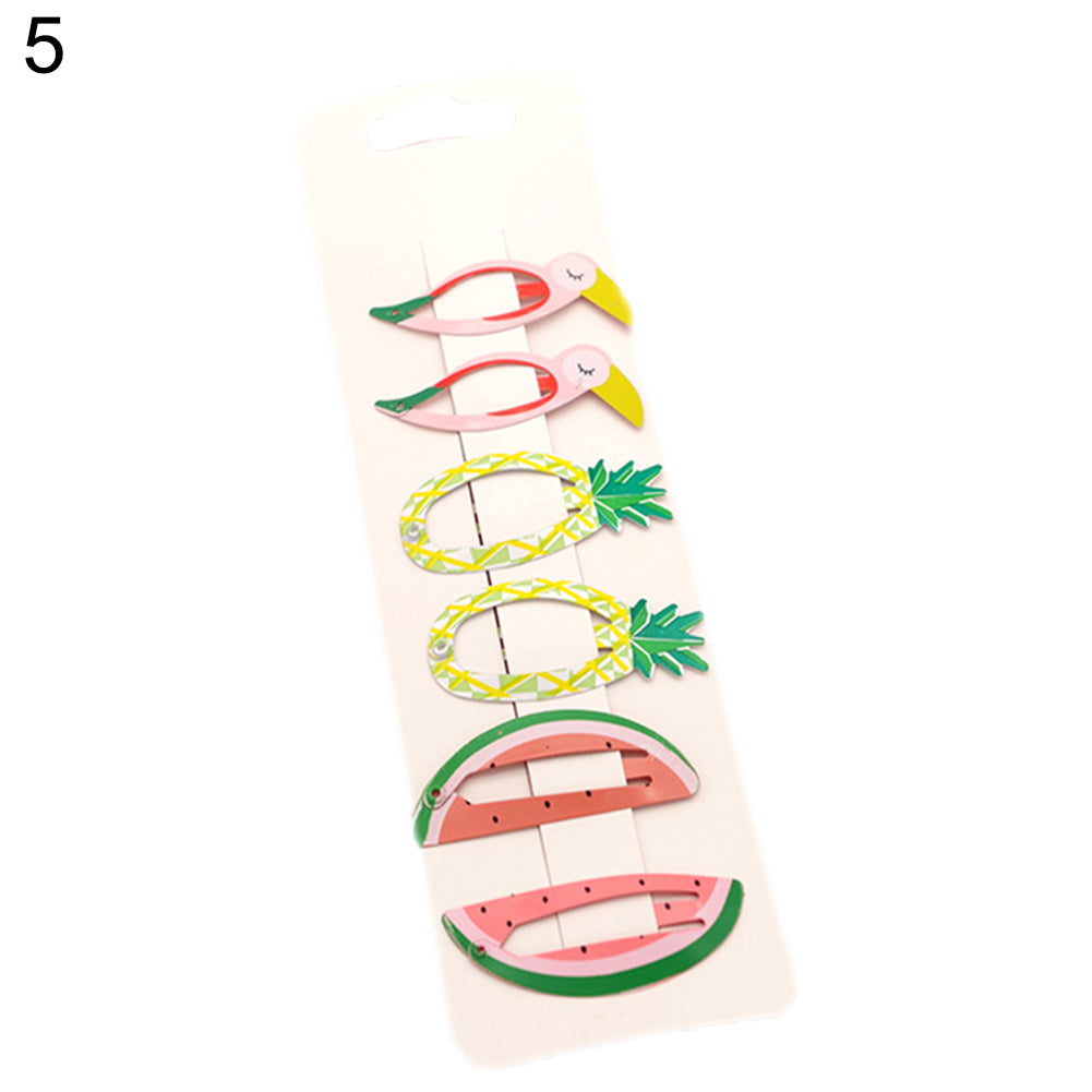 6Pcs/Set Lovely Fruit Mermaid Flamingo Cartoon Hairpin Baby Girls Hair Clip Gift