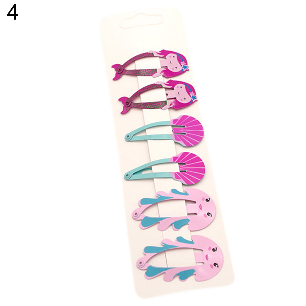 6Pcs/Set Lovely Fruit Mermaid Flamingo Cartoon Hairpin Baby Girls Hair Clip Gift