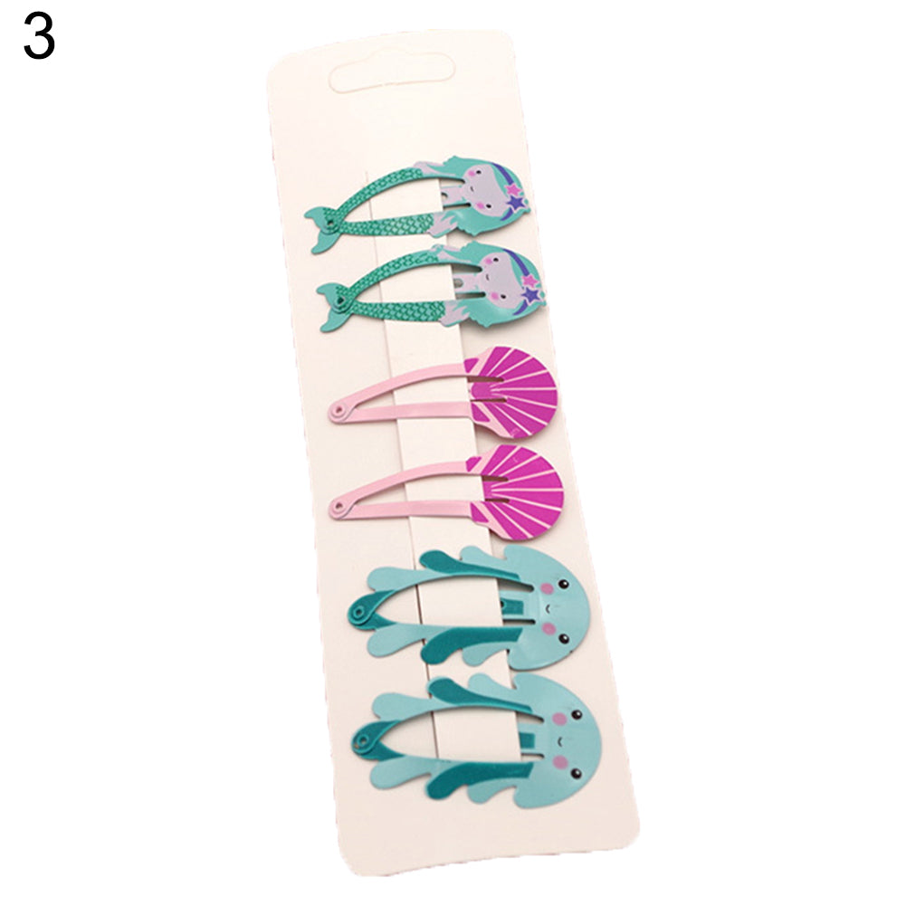 6Pcs/Set Lovely Fruit Mermaid Flamingo Cartoon Hairpin Baby Girls Hair Clip Gift