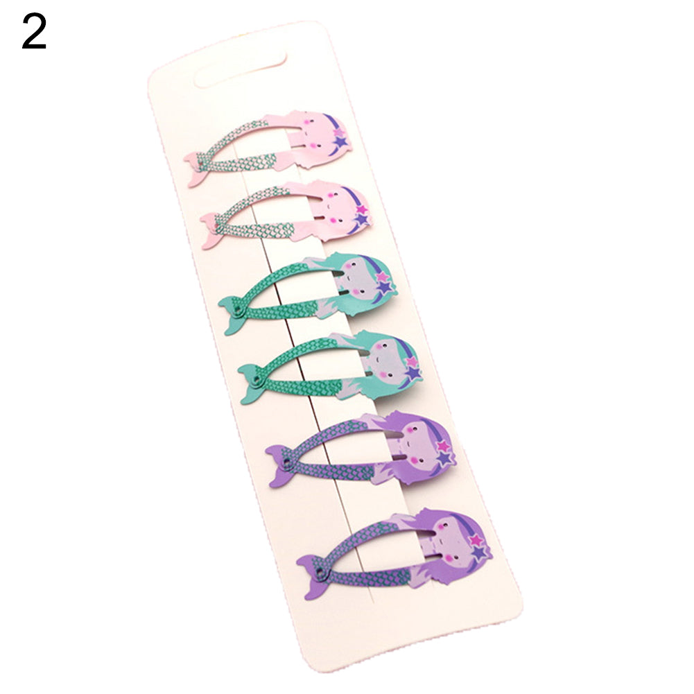 6Pcs/Set Lovely Fruit Mermaid Flamingo Cartoon Hairpin Baby Girls Hair Clip Gift