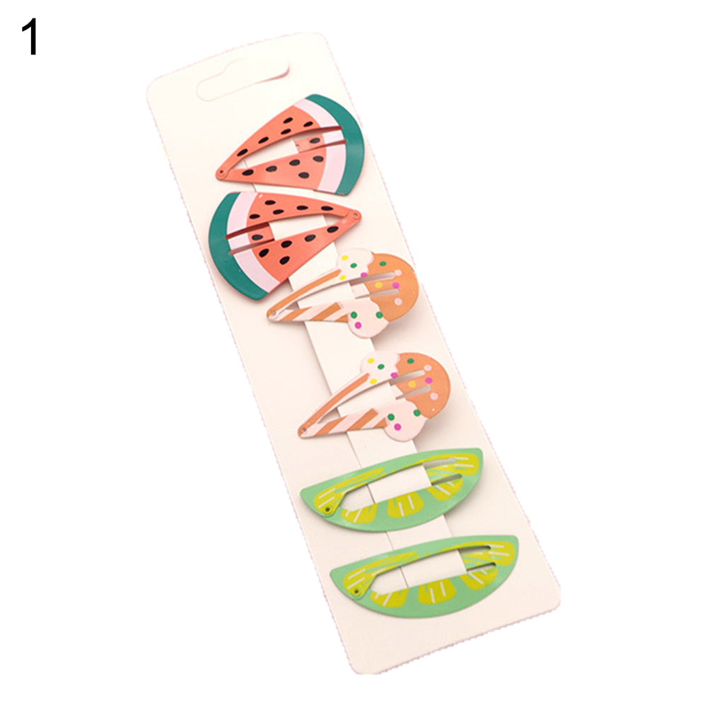 6Pcs/Set Lovely Fruit Mermaid Flamingo Cartoon Hairpin Baby Girls Hair Clip Gift