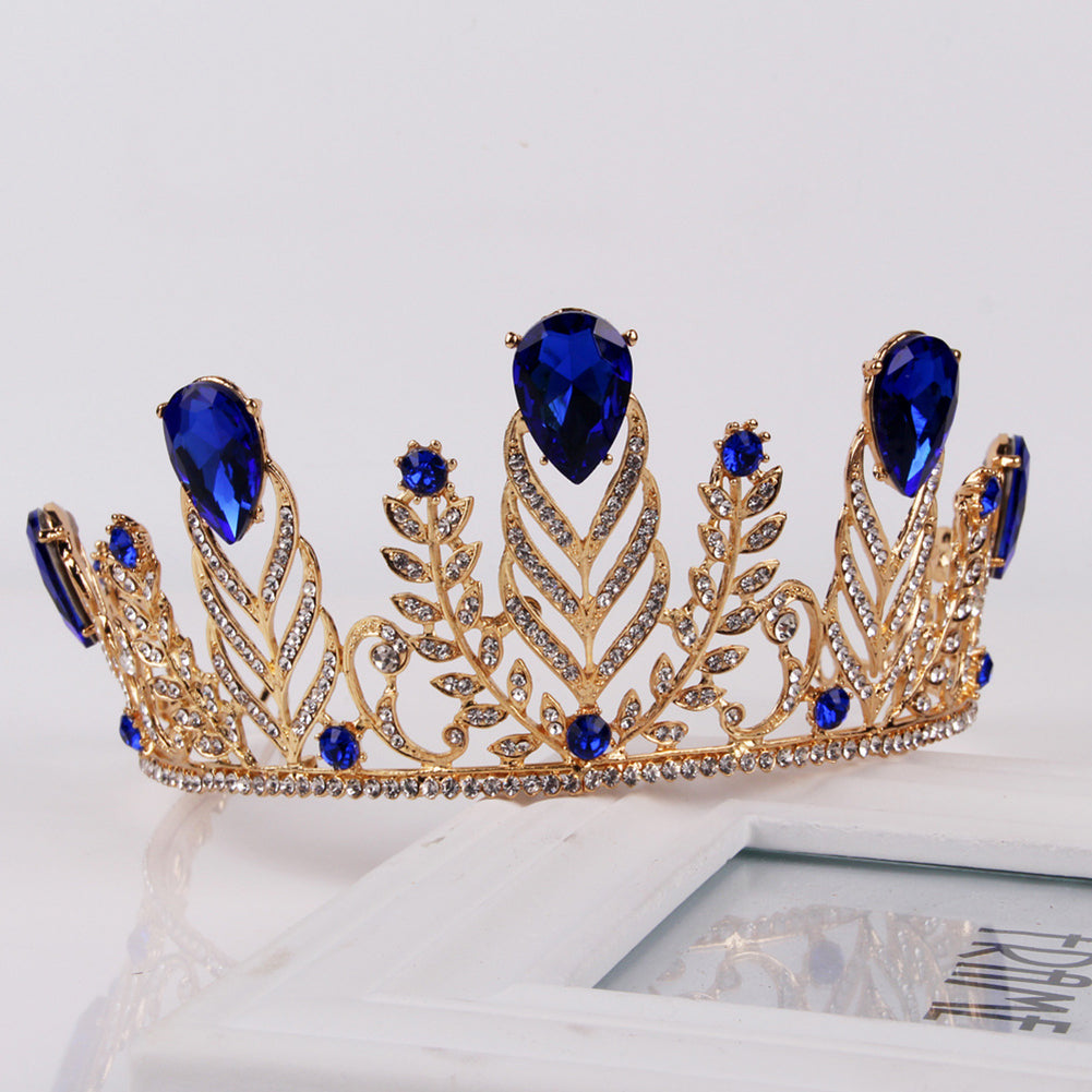Baroque Wheat Rhinestone Crown Headband Women Princess Bride Tiara Headwear