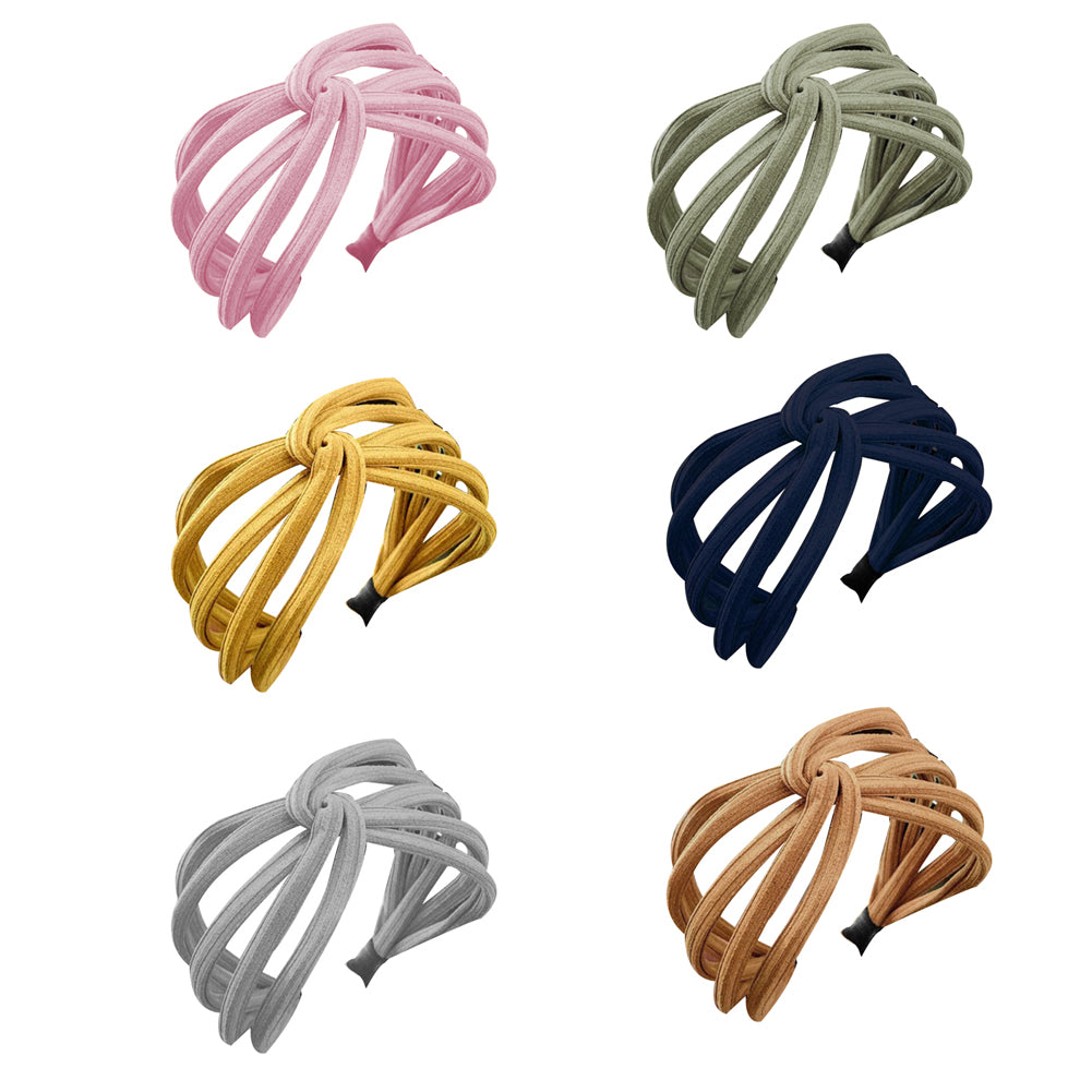 Fashion Women Solid Color Wide Multilayer Knotted Hairband Headband Headwear