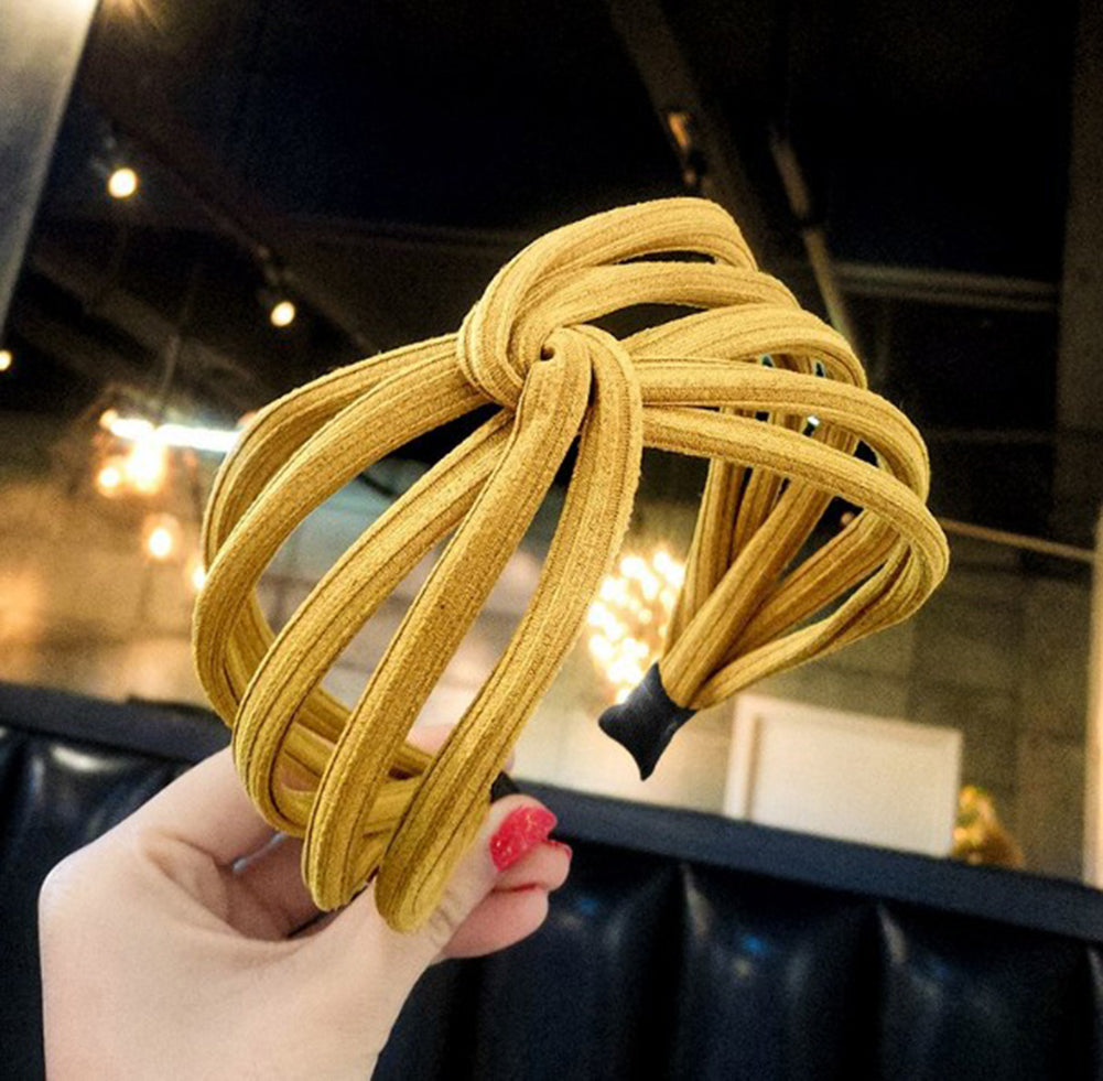 Fashion Women Solid Color Wide Multilayer Knotted Hairband Headband Headwear