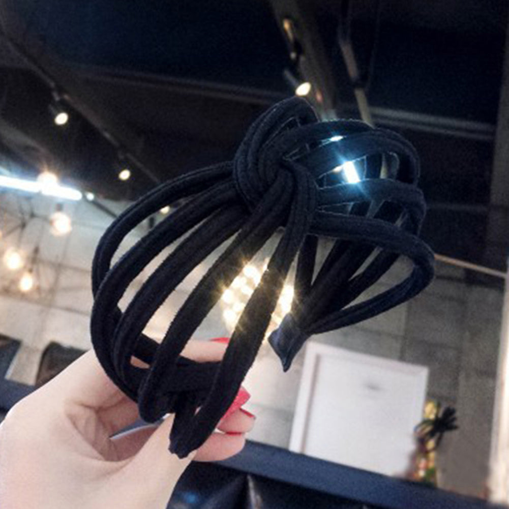 Fashion Women Solid Color Wide Multilayer Knotted Hairband Headband Headwear