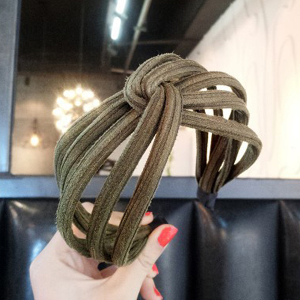Fashion Women Solid Color Wide Multilayer Knotted Hairband Headband Headwear