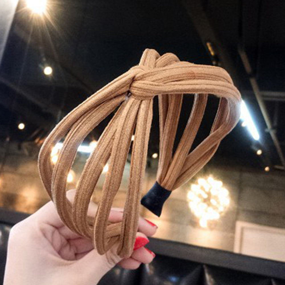 Fashion Women Solid Color Wide Multilayer Knotted Hairband Headband Headwear
