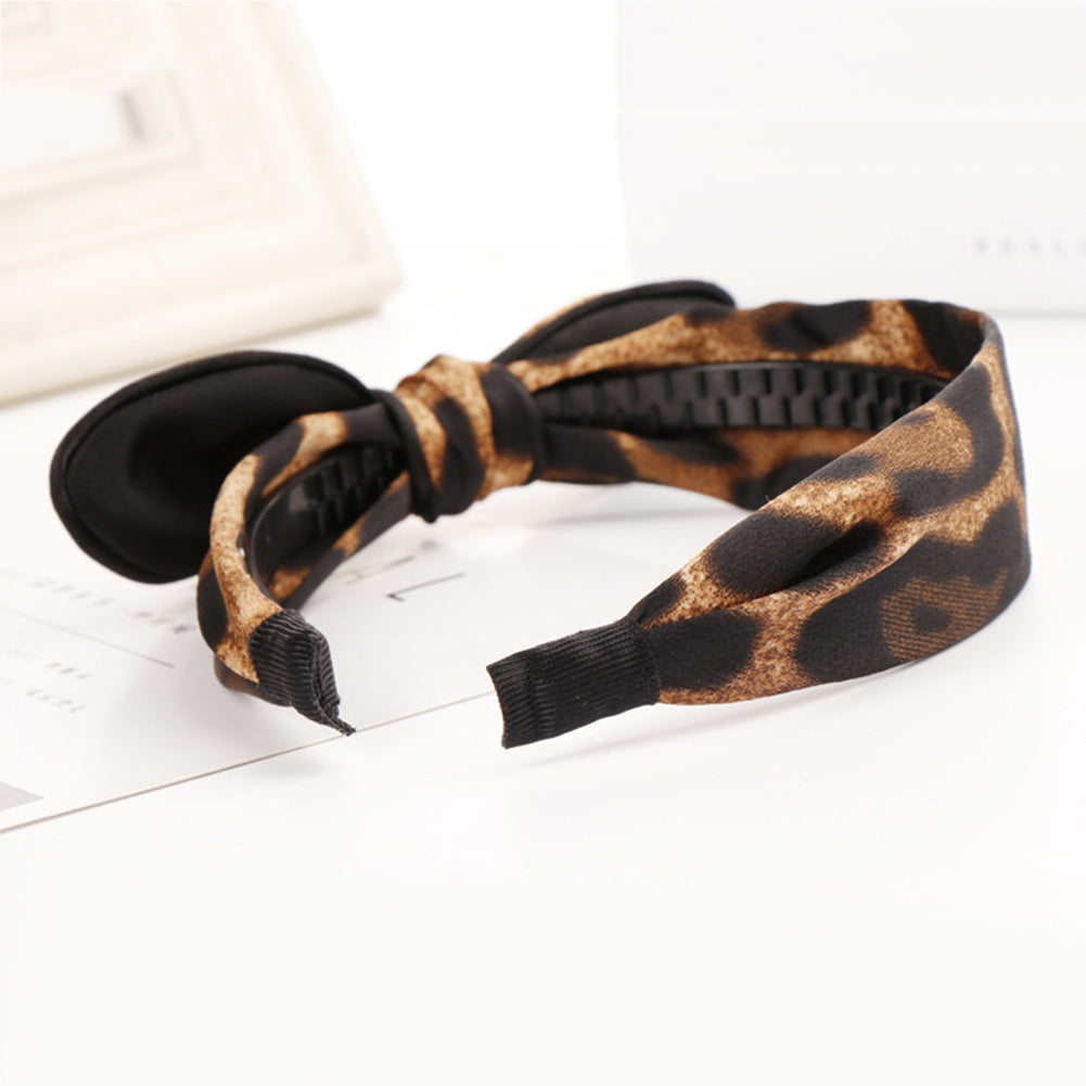 Fashion Leopard Print Bowknot Decor Hairband Girl Women Headwear Hair Hoop