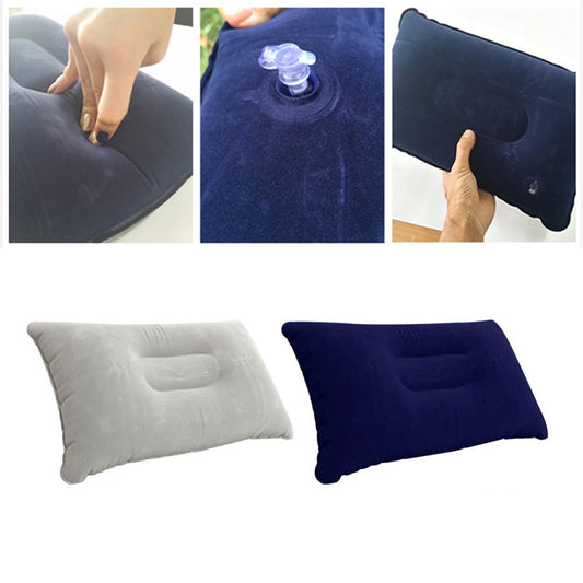 Portable Outdoor Non-Leakage Flocking Inflation Pillow Travel Camping Cushion