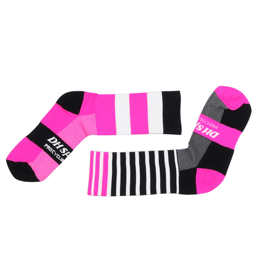 Pro Men Women Cycling Riding Sports Anti-Sweat Breathable Striped Ankle Socks