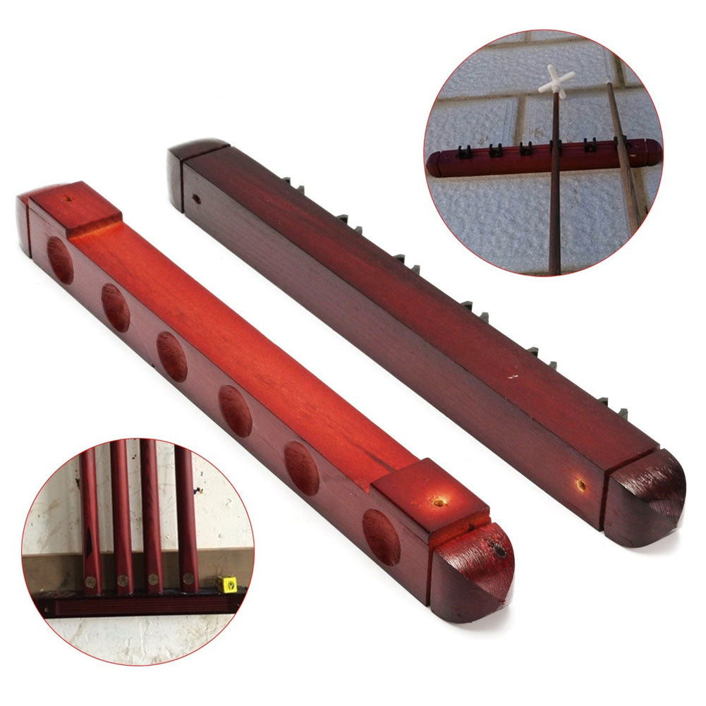 Billiard Pool Wall Hanging Mount 6 Cue Stick Wood Rack Holder for Snooker