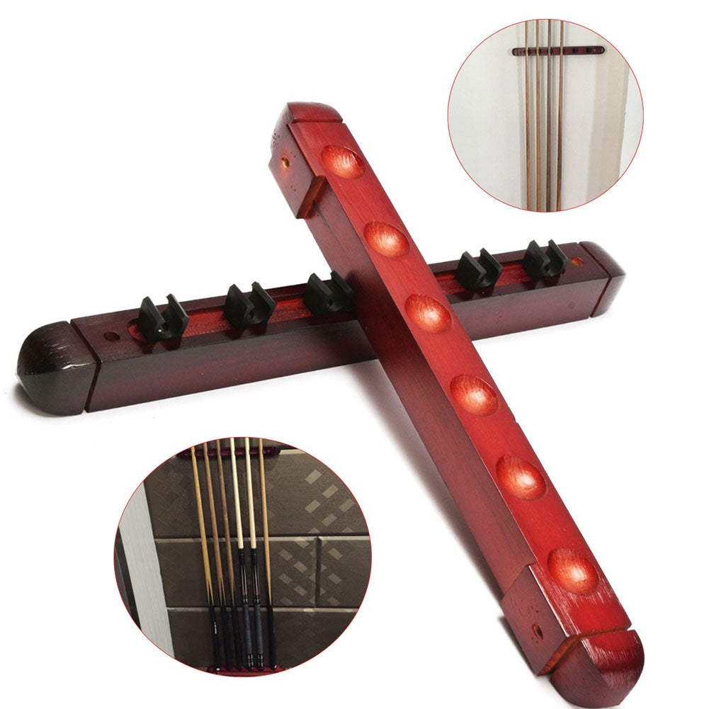 Billiard Pool Wall Hanging Mount 6 Cue Stick Wood Rack Holder for Snooker