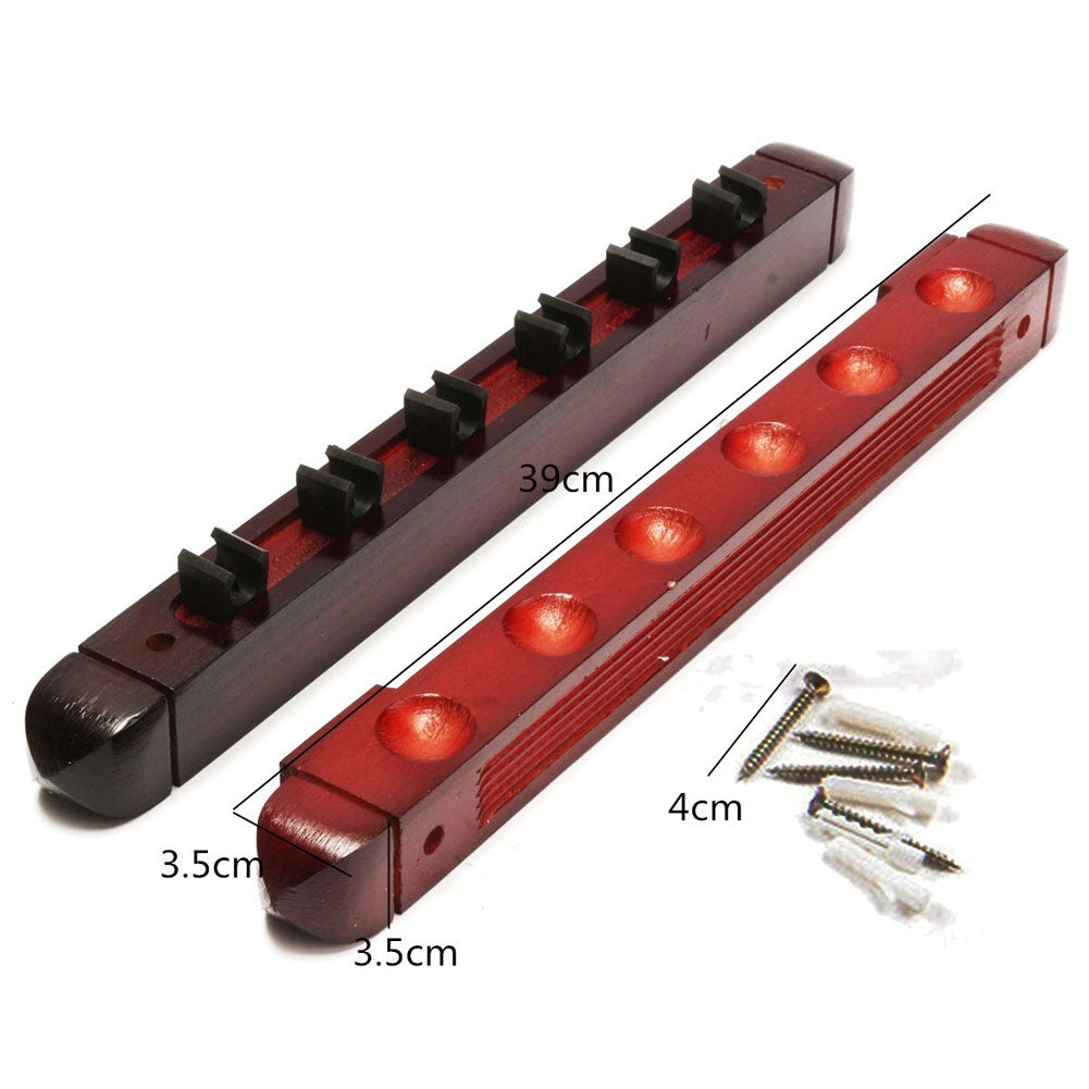 Billiard Pool Wall Hanging Mount 6 Cue Stick Wood Rack Holder for Snooker