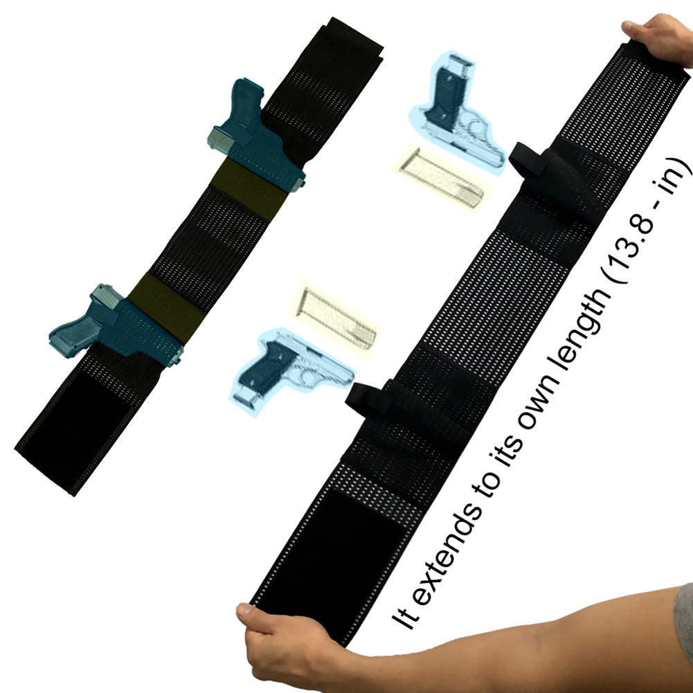 Outdoor Concealed Adjustable Tactical 2 Pouch Belly Band Elastic Waist Holster