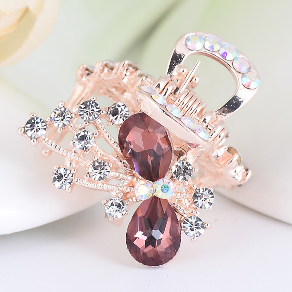 Fashion Women Shiny Rhinestone Bowknot Hairclip Hairpin Hair Accessories