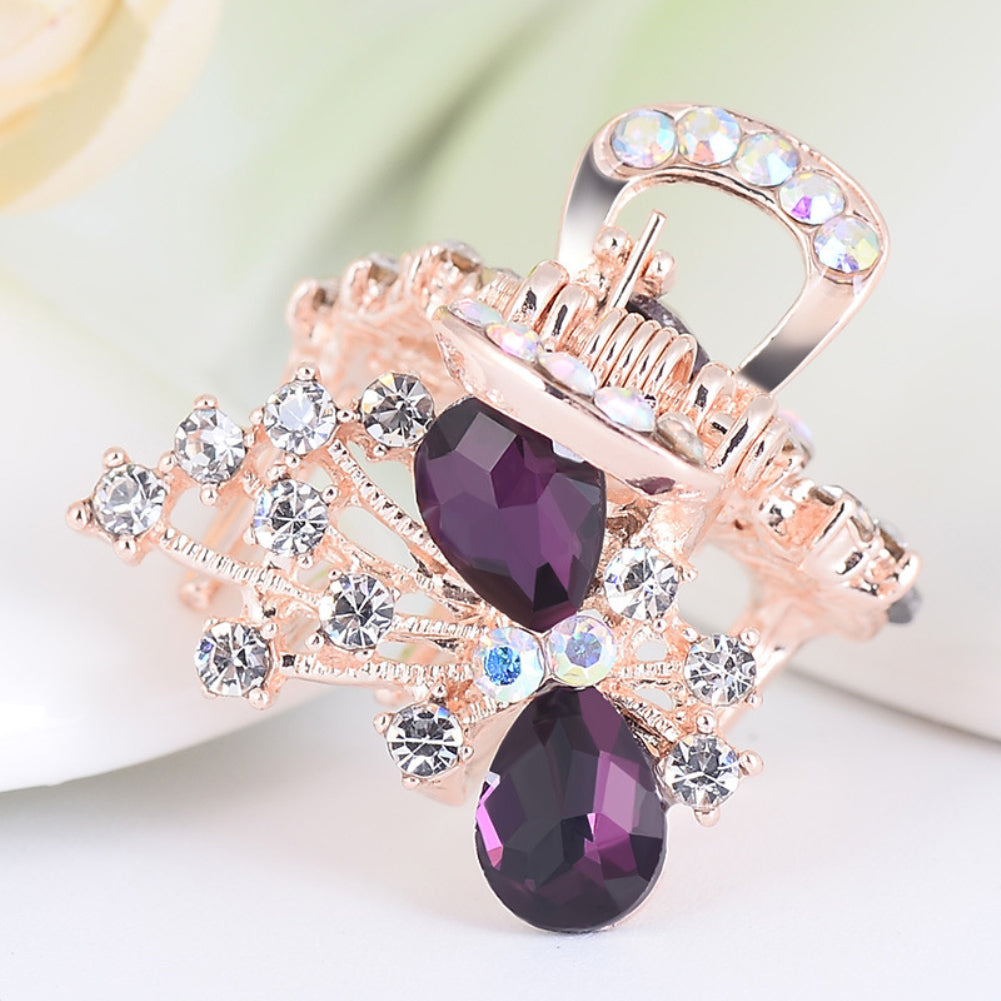 Fashion Women Shiny Rhinestone Bowknot Hairclip Hairpin Hair Accessories